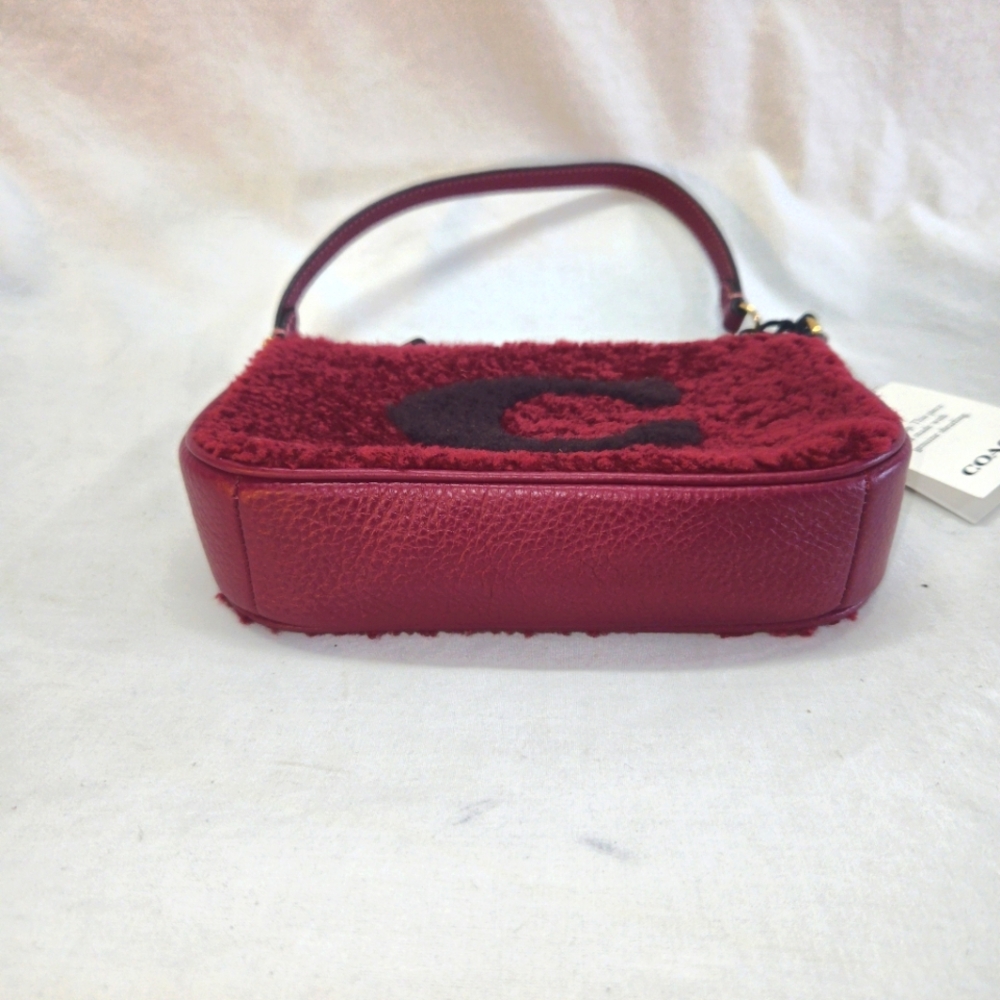 Coach Handbag CE691 Nolita 19 Shearling Black Berry Burgendy Pouch Purse New Tag - Picture 5 of 9